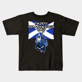 Scotland St Andrew's Day Scottish Flag Unicorn Bagpipes Kids T-Shirt